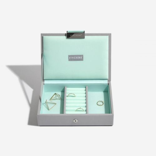 pudełko na biżuterię z pokrywką Mini szaro-miętowe