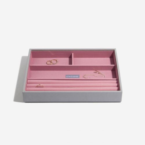 pudełko na pierścionki i bransoletki Classic szaro-różowe