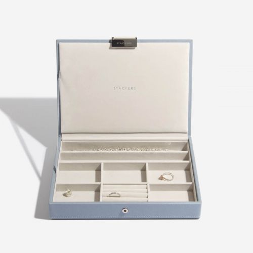 pudełko na biżuterię z pokrywką Classic szaroniebieskie